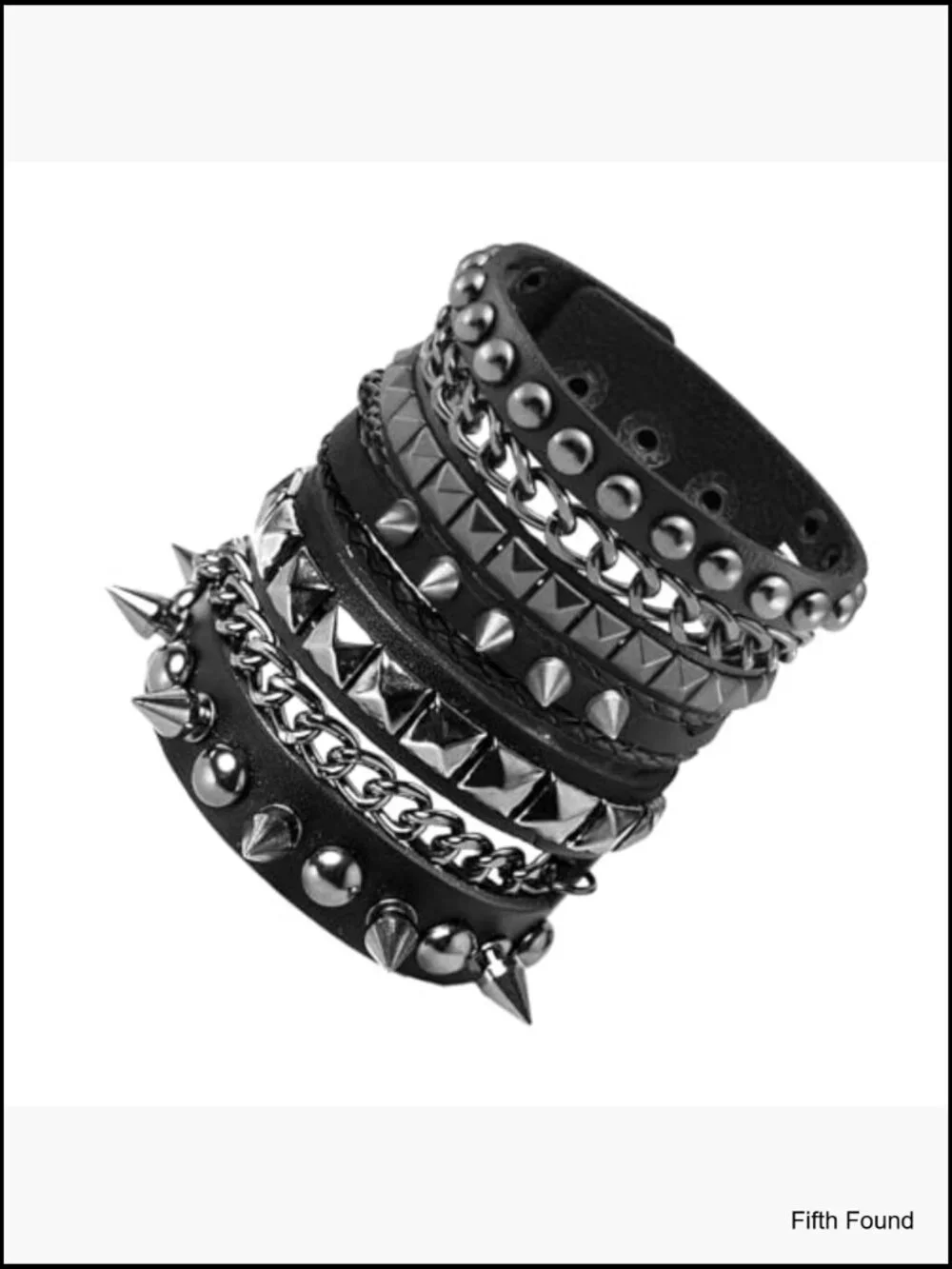 3 Pcs Punk Gothic Leather Bracelets Set Cuff Chain Rivet Spikes for Men Women